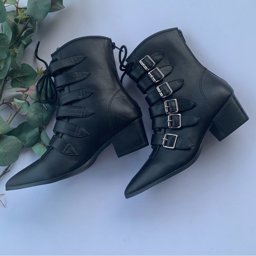 Strange Cvlt Coven Vegan Leather Boots in Black - Picture 4 of 11